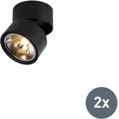 Lampy sufitowe - QAZQA Zestaw 2 x nowoczesny spot regulowany czarny - Go Nine Tubo - miniaturka - grafika 1