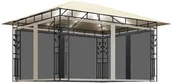 Altany ogrodowe - vidaXL Altana z moskitierą i sznurem lampek, 4x3x2,73 cm, kremowa! 3070315 - miniaturka - grafika 1
