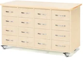 Meble do szkół i przedszkoli - AJ Produkty Komoda z szufladami, uchwyt łukowy, 16 szuflad, brzoza - miniaturka - grafika 1