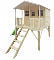 Altany ogrodowe - 4iQ Drewniany Domek Dla Dzieci Gucio Ze Zjeżdżalnią - miniaturka - grafika 1