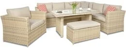 FocusGarden Narożnik ogrodowy Moniz Dinning Plus, beżowy - Meble ogrodowe - miniaturka - grafika 2