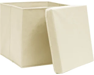vidaXL vidaXL Pudełka z pokrywami, 10 szt., 28x28x28 cm, kremowe - Pudła i pojemniki do przechowywania - miniaturka - grafika 3