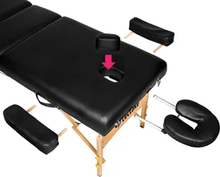 tectake 3-strefowy stół do masażu z 10 cm wyściółką i drewnianą ramą - czarny 400279 - Stoły i łóżka do masażu - miniaturka - grafika 4
