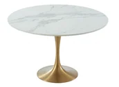 Stoły - Unique Vente pl Stół jadalniany NORAH 4-osobowy marmur i metal kolor biały i złoty - miniaturka - grafika 1