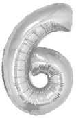 Balony i akcesoria - Go Balon foliowy cyfra 6 srebrna 35 cm FG-C35S6 - miniaturka - grafika 1