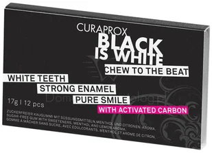 GUM Curaprox Black is White Chewing Wybielająca, czarna guma do żucia z węglem, 12 szt. Gum000011 - Wybielanie zębów - miniaturka - grafika 2