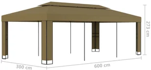 vidaXL Altana z podwójnym dachem, 3x6 m, taupe, 180 g/m - Altany ogrodowe - miniaturka - grafika 5