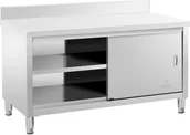 Meble gastronomiczne - Royal Catering Stół roboczy z szafką - 150 x 70 cm - 600 kg - rant RCSSCB-150x70-E-B RCSSCB-150x70-E-B - miniaturka - grafika 1