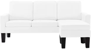vidaXL 3-osobowa sofa z podnóżkiem, biała, sztuczna skóra - Narożniki - miniaturka - grafika 3