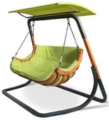 Huśtawki - Zielony wiszący fotel ogrodowy z daszkiem E1-D00 - miniaturka - grafika 1