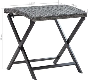 vidaXL Składany stołek, rattan PE, szary vidaXL - Pozostałe meble ogrodowe - miniaturka - grafika 6