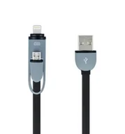 Kable USB - Forever USB micro-USB/Lightning 1M czarny - miniaturka - grafika 1