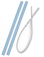 Kubki dla dzieci - Minikoioi MINIK O -  Słomki Silikonowe z Czyścikiem Niebieskie 2 Szt. - miniaturka - grafika 1