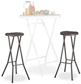 Fotele i krzesła ogrodowe - Relaxdays Składane  stołek barowy BASTIAN -częściowy zestaw, odporny na warunki atmosferyczne, wysokość 80 cm, krzesło barowe podwójne, tworzywo sztuczne, barem 10020763_93 - miniaturka - grafika 1