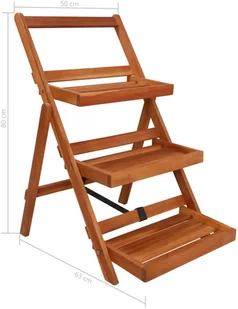 vidaXL Stojak na rośliny, 3-poziomy, 50x63x80 cm, lite drewno akacjowe - Donice - miniaturka - grafika 6