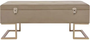 vidaXL Ławka ze schowkiem, 105 cm, beżowa, aksamitna vidaXL - Ławki do przedpokoju - miniaturka - grafika 3
