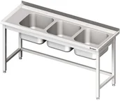 Stoły gastronomiczne - Stalgast Stół ze zlewem trzykomorowym bez półki 1800x700x850 mm 981117180 - miniaturka - grafika 1