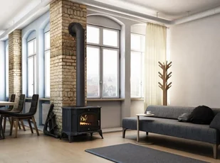 Ekoprojekt 300 Piec wolnostojący koza 10kW K9 z dolotem powietrza ASDP z wylotem spalin fi 150 Gratis Rozeta stalowa okrągła fi 150 + Rura stalowa 150/1m + Kolano ruchome 150/90 spełnia anty-smogowy EkoProjekt - Piece wolnostojące - miniaturka - grafika 6