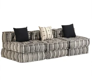 vidaXL 3-osobowa, rozkładana sofa modułowa, narożnik, tkanina w paski - Narożniki - miniaturka - grafika 2