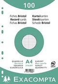 Zakładki indeksujące - Exacompta Exacompta Bristol kwadratowe i perforowane białe karty płytowe, A4 - białe, opakowanie 100 sztuk 10606E - miniaturka - grafika 1