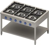 Piece, kotły i płyty grzejne gastronomiczne - Stalgast Kuchnia wolnostojąca 999611 6-palników 3,5+3x5+2x7 - miniaturka - grafika 1
