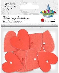 Titanum Drewniane serca czerwone 30x30mm 15szt - Pozostałe akcesoria dla plastyków - miniaturka - grafika 2