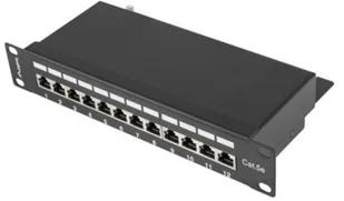 LANBERG Patch Panel 12 Port 1U 10 cali kat.5e ekranowany czarny PPF5-9012-B - Wtyczki i adaptery - miniaturka - grafika 3
