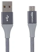 Kable USB - AmazonBasics Double Braided Nylon USB 2.0 A to Micro B Cable, ciemnoszary 0,9 m L6LU2020-CS-R - miniaturka - grafika 1
