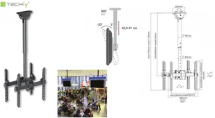Techly Uchwyt sufitowy 2x LCD/LED Techly ICA-CPLB 944D dwustronny 32-55" czarny AKTCAVT006A0 - Inne akcesoria audio-wideo - miniaturka - grafika 3