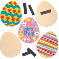 Kinder party - Baker Ross Drewniane magnesy  Jajka wielkanocne (10 sztuk)  pomysł na prezent dla dzieci na Wielkanoc do ozdabiania i tworzenia - miniaturka - grafika 1