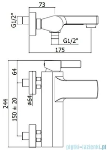 Paffoni Bateria wannowa chrom Rock RO022CR | - Baterie umywalkowe - miniaturka - grafika 2