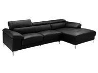 Narożniki - Vente-Unique Sofa narożna ze skóry SOLANGE - Czarny - Narożnik prawostronny - miniaturka - grafika 1