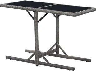 vidaXL Stół ogrodowy, czarny, 110 x 53 x 72 cm, szkło i polirattan - Stoły ogrodowe - miniaturka - grafika 4