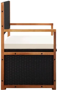 vidaXL Ławka ze schowkiem, 110 cm, rattan PE i drewno akacjowe, czarna - Ławki ogrodowe - miniaturka - grafika 3
