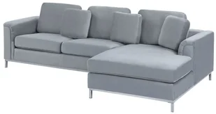 Beliani Narożnik welurowy lewostronny szary OSLO - Narożniki - miniaturka - grafika 3