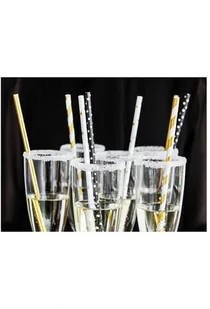 PartyDeco Słomki papierowe w gwiazdki, białe/złote, 19,5 cm, 10 szt SPP5M-019 - Słomki do napojów - miniaturka - grafika 3