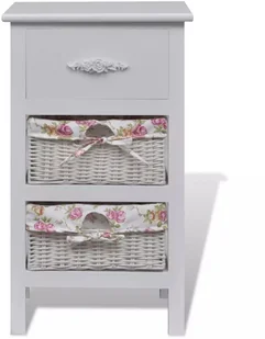 vidaXL Szafka komoda biała/krem szuflada i 2 kosze - Komody - miniaturka - grafika 4