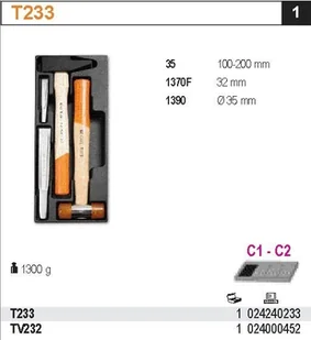 BETA ZESTAW NARZĘDZI 4SZT WE WKŁADCE Z TWORZ. (2424/T233) - Pozostałe wyposażenie warsztatu - miniaturka - grafika 2