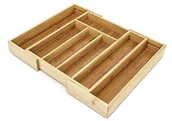 Pojemniki na sztućce - Relaxdays bambusowy pojemnik na sztućce, wymiary: 5 x 43 x 34 cm, wyjmowany wkład do szuflady lub jako organizer kuchenny z 5 lub 7 przegrodami, łatwy w utrzymaniu, do wszystkich typów szuflad, kolor  10018883 - miniaturka - grafika 1