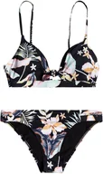 Stroje kąpielowe - Roxy damski strój kąpielowy dwuczęściowy PRINTED BEACH CLASSICS SET Anthracite Praslin S KVJ7 - miniaturka - grafika 1