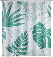 Zasłony prysznicowe - Wenko Zasłona prysznicowa biała z PEVA motyw monstery B07NQTWMFV - miniaturka - grafika 1