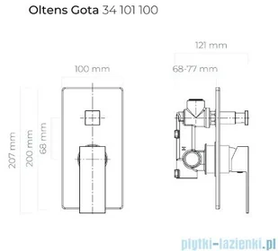 Oltens Gota wannowo prysznicowa podtynkowa czarny mat 34101300 - Baterie wannowe i prysznicowe - miniaturka - grafika 2