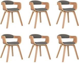 vidaXL Lumarko Krzesła stołowe, 6 szt., jasnoszare, gięte drewno i tkanina! 3092393 - Krzesła - miniaturka - grafika 2