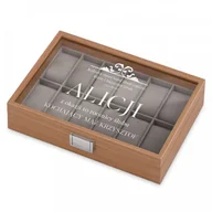 Pudełka i szkatułki - Murrano Drewniana Szkatułka Kuferek na Zegarki GRAWER Rocznica SZKT-DR12-011 - miniaturka - grafika 1