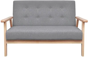 vidaXL Zestaw sof, 2 szt., tkanina, jasnoszara - Komplety wypoczynkowe - miniaturka - grafika 4