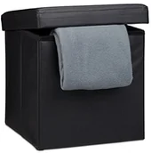 Pufy i podnóżki - Relaxdays składany taboret do siedzenia w kształcie kostki 38 x 38 x 38 cm z podnóżkiem, kostka do siedzenia ze skóry syntetycznej, pudełko do przechowywania z miejscem do przechowywania i pokrywką 10019043_46 - miniaturka - grafika 1