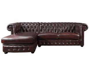 Vente-Unique Sofa narożna BRENTON ze 100% skóry bawolej Chesterfield - Wiśnia - narożnik lewostronny - Narożniki Vente-Unique Sofa narożna BRENTON ze 100% skóry bawolej Chesterfield - Wiśnia - narożnik lewostronny - Narożniki - miniaturka - grafika 1