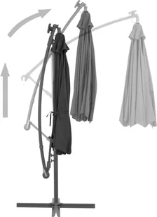 vidaXL Parasol wiszący z LED i stalowym słupkiem, 300 cm, antracytowy - Parasole ogrodowe - miniaturka - grafika 3