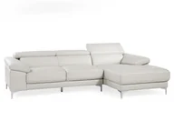 Narożniki - Vente-Unique Sofa narożna ze skóry SOLANGE - Biały - Narożnik prawostronny - miniaturka - grafika 1