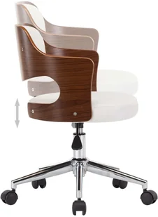 vidaXL Obrotowe krzesło stołowe, białe, gięte drewno i sztuczna skóra - Krzesła - miniaturka - grafika 6